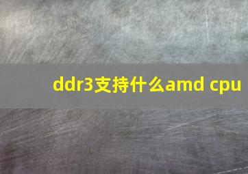 ddr3支持什么amd cpu